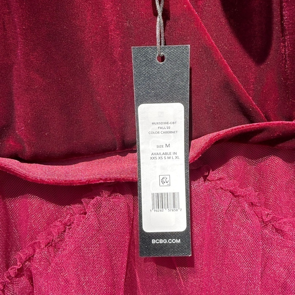 New REVOLVE / BCBGMAXAZRIA Velvet Ruffle Gown in Cabernet Size medium - Picture 7 of 17